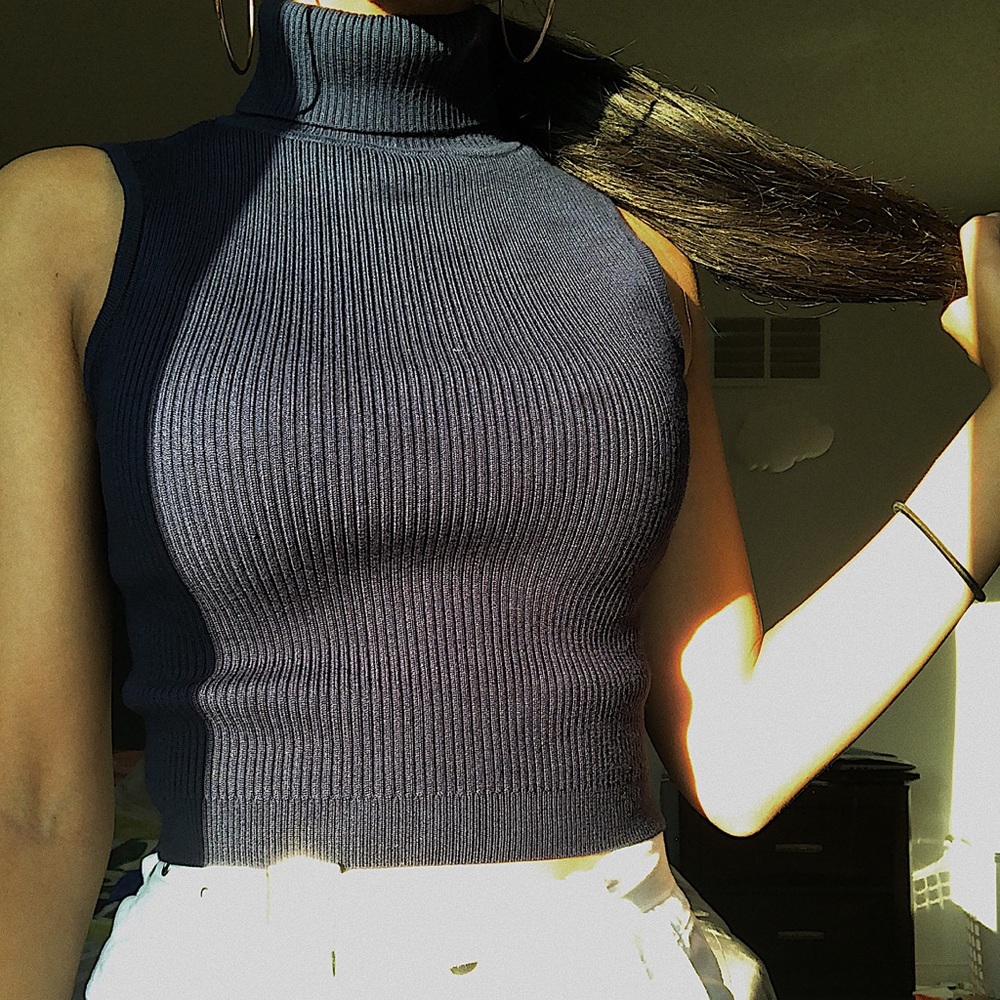 Navy blue mock neck/turtle neck thick tank top